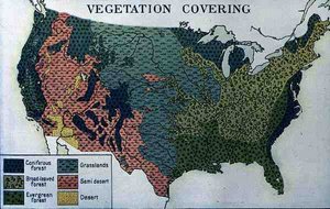 Mappa che mostra la copertura vegetale degli Stati Uniti d